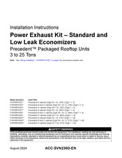 Trane Precedent FIAPWRXW02 Series Installation Instructions Manual