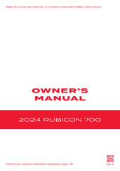 Honda RUBICON 700 2024 Owner's Manual