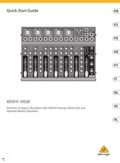 Behringer XENYX 1002B Quick Start Manual