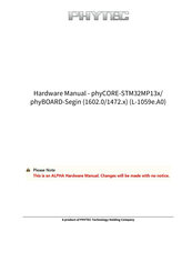 Phytec phyCORE-STM32MP13 Series Hardware Manual