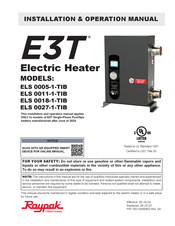 Rheem Raypak E3T ELS 0005-1-TIB Installation & Operation Manual