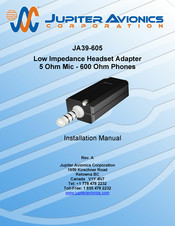 Jupiter Avionics JA39-605 Installation Manual
