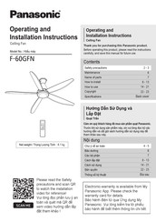 Panasonic F-60GFN Operating And Installation Instructions