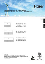 Haier AC160S2SK1FA Operation Manual And Installation Manual