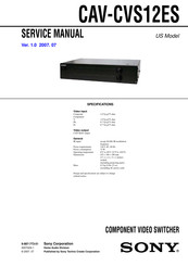 Sony CAV-CVS12ES - Component Video Switcher Service Manual