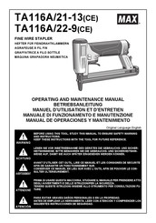 Max TA116A/21-13 Operating And Maintenance Manual