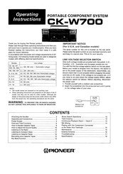 Pioneer CK-W700YP Operating Instructions Manual