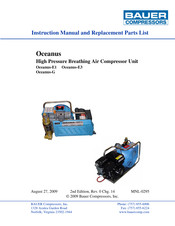 Bauer Compressors Oceanus-E3 Instruction Manual And Replacement Parts List