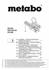 Metabo PK 300 Supplementary Sheet