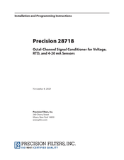 PRECISION FILTERS Precision 28718 Installation And Programming Instructions