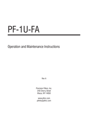 PRECISION FILTERS PF-1U-16FA Operation And Maintenance Instruction