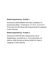GreenWorks GD24X2ABK2X Operator's Manual