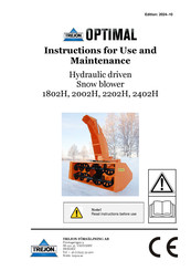 Trejon OPTIMAL 1802H Instructions For Use And Maintenance Manual