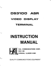 Hal Communications DS3100 ASR Instruction Manual
