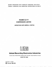 Universal Audio LA 4 Manual