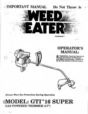 Weed Eater GTI 16 SUPER Operator's Manual