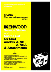 Kenwood A.701A Service Manual And Spare Parts List