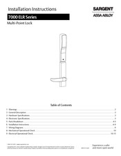 Assa Abloy SARGENT 7000 ELR Series Installation Instructions Manual