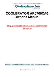Coolerator AR0700XA Use And Care Manual
