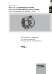 Helios AVD Series Installation And Operating Instructions Manual