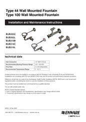 Watts ENWARE BUB205C Installation And Maintenance Instructions Manual