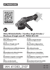 Parkside PWSA 20-Li D4 Translation Of The Original Instructions