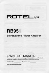 Rotel RB-951 mkII Owner's Manual