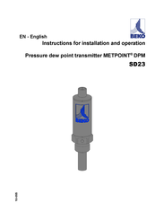 Beko METPOINT DPM SD23 Instructions For Installation And Operation Manual