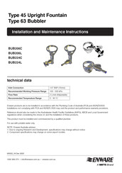 Watts ENWARE BUB224C Installation And Maintenance Instructions Manual