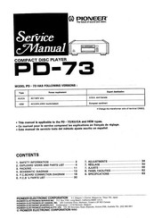Pioneer PD-73 Service Manual