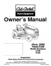 Cub Cadet 2000 series Owner's Manual