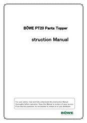 BÖWE PT20 Instruction Manual
