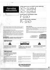 Pioneer XD-J225M Operating Instructions Manual