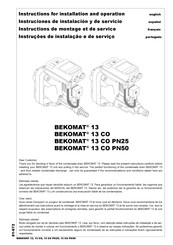 BEKOMAT 13 CO PN50 Instructions For Installation And Operation Manual