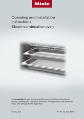 Miele DGC 7440 HC Pro Operating And Installation Instructions