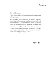 Asko T781WH Manual
