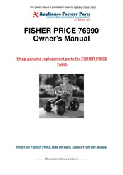 Fisher-Price POWER WHEELS Lil Kawasaki 76990 Owner's Manual With Assembly Instructions