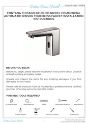 Fontana Sensor Faucets CHICAGO FS9581B Installation Instructions Manual