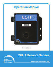 Critical Environment Technologies ESH-A-SPL Operation Manual