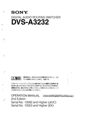 Sony DVS-A3232 Operation Manual