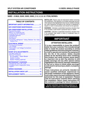 Nortek S6B-036KA Series Installation Instructions Manual