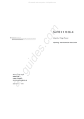 Electrolux SANTO K 7 10 00-4i Operating And Installation Instructions