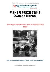 Fisher-Price POWER WHEELS Ford Off Road 4X4 Owner's Manual With Assembly Instructions