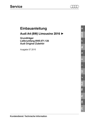 Audi A4 2016 Installation Instructions Manual