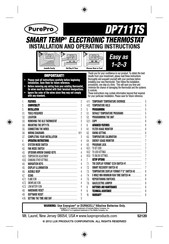 PurePro SMART TEMP DP711TS Installation And Operating Instructions Manual