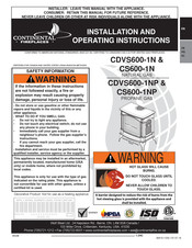 Continental Fireplaces CS600-1N Installation And Operating Instructions Manual