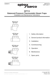 Spirax Sarco BPT13 Installation And Maintenance Instructions Manual