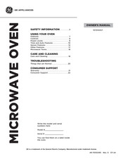 GE GCSH22U1 Owner's Manual