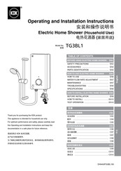 KDK TG3BL1 Operating And Installation Instructions