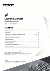 Tosot GWH18AGD-K6DNA1A/I Owner's Manual